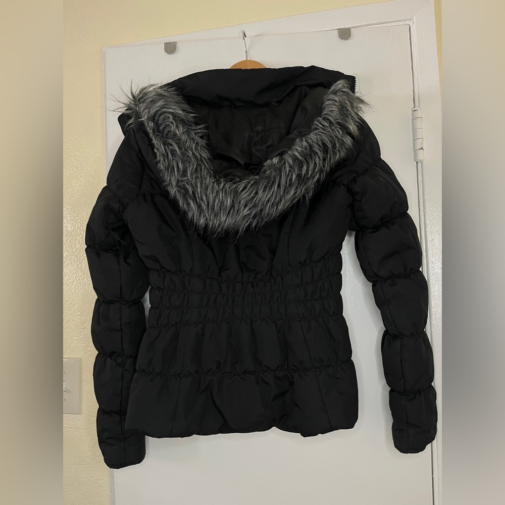 Maralyn & Me Faux-Fur-Trim Hooded Puffer Coat Gently used Sz S - Picture 8 of 9
